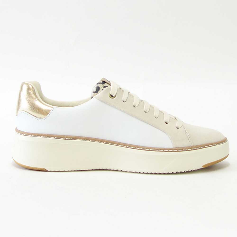 コールハーン COLE HAAN グランドプロ トップスピン スニーカー w22754 ホワイト/ レオパード プリント (レディース) 天然皮革 ローカット スニーカー ウォーキング レザー レースアップ 本革 軽量「靴」