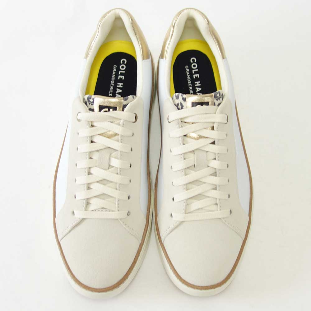 コールハーン COLE HAAN グランドプロ トップスピン スニーカー w22754 ホワイト/ レオパード プリント (レディース) 天然皮革 ローカット スニーカー ウォーキング レザー レースアップ 本革 軽量「靴」