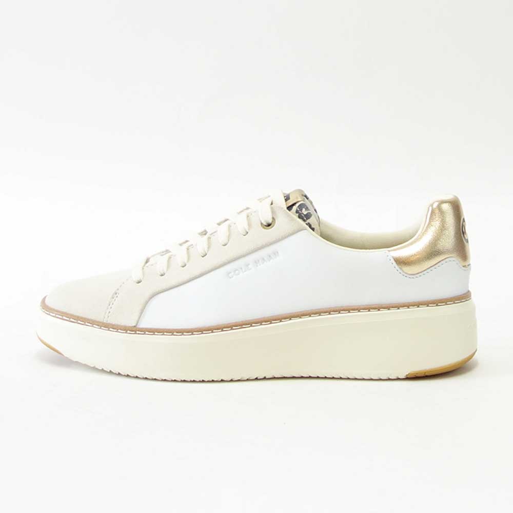 コールハーン COLE HAAN グランドプロ トップスピン スニーカー w22754 ホワイト/ レオパード プリント (レディース) 天然皮革 ローカット スニーカー ウォーキング レザー レースアップ 本革 軽量「靴」