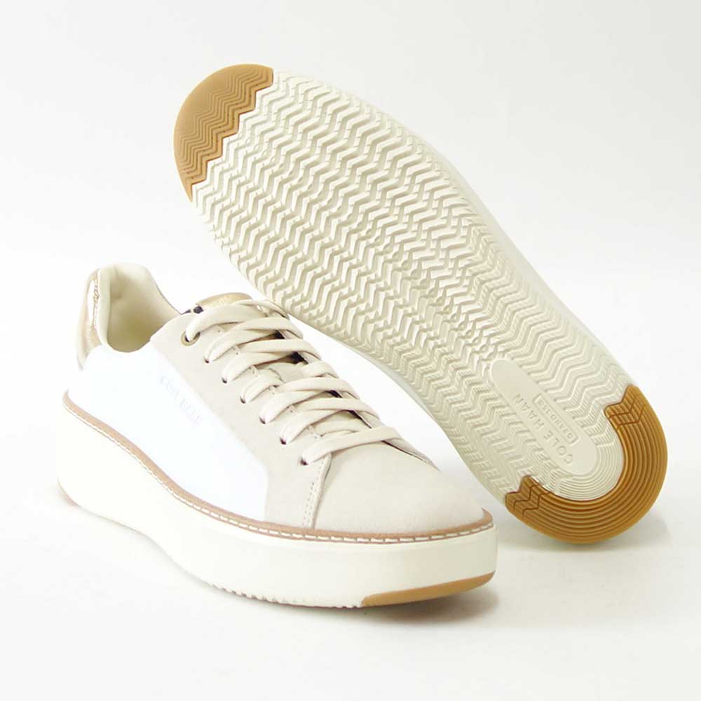 コールハーン COLE HAAN グランドプロ トップスピン スニーカー w22754 ホワイト/ レオパード プリント (レディース) 天然皮革 ローカット スニーカー ウォーキング レザー レースアップ 本革 軽量「靴」