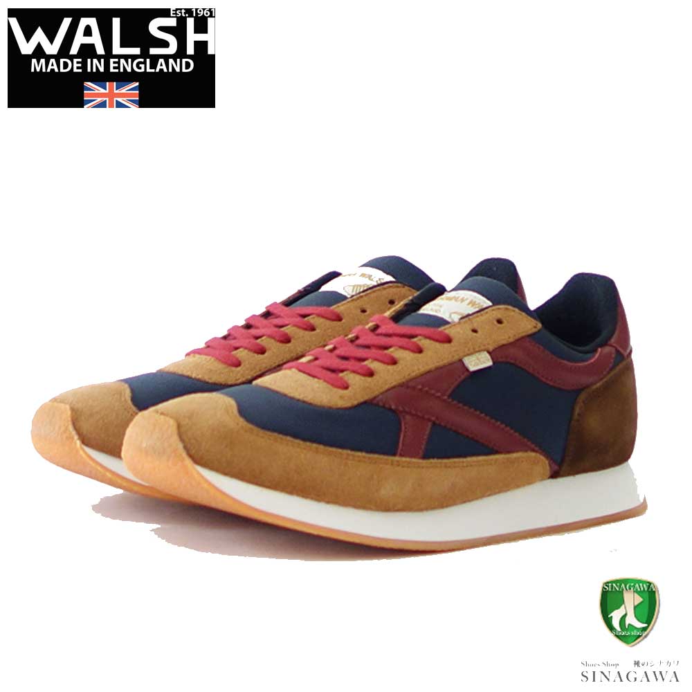 WALSH ウォルシュ WHW 10009(ユニセックス) WHIRL WIND カラー:NVY/BRN(英国製) スエードレザーのランニングスニーカー  「靴」