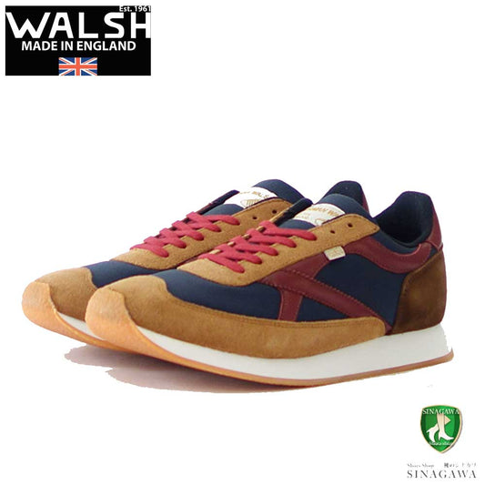 WALSH ウォルシュ WHW 10009(ユニセックス) WHIRL WIND カラー:NVY/BRN(英国製) スエードレザーのランニングスニーカー  「靴」