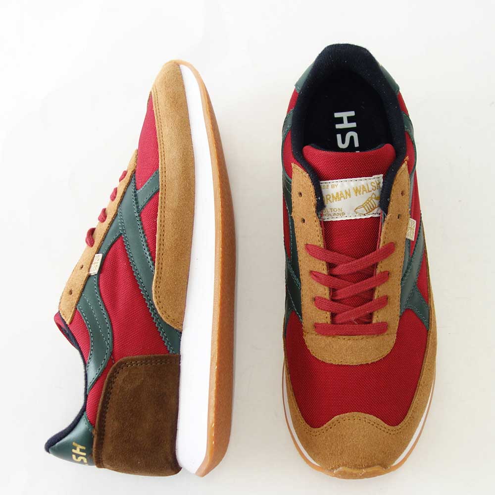 WALSH ウォルシュ WHW 10010(ユニセックス) WHIRL WIND カラー:BURG/BRN(英国製) スエードレザーのランニングスニーカー  「靴」