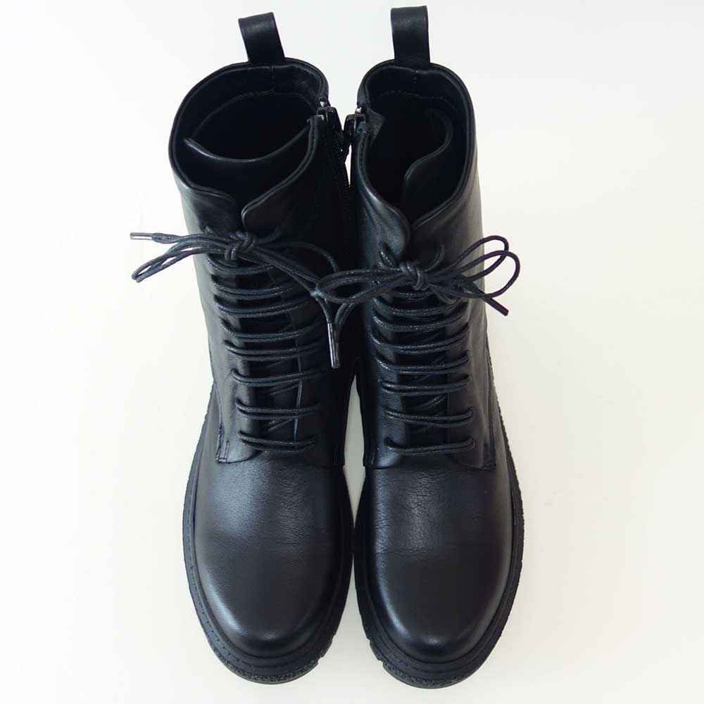 BUENOSHOESブエノZ5208カラー:ブラックスムースレザーサイドジップブーツレースアップショートブーツ厚底軽量「靴」