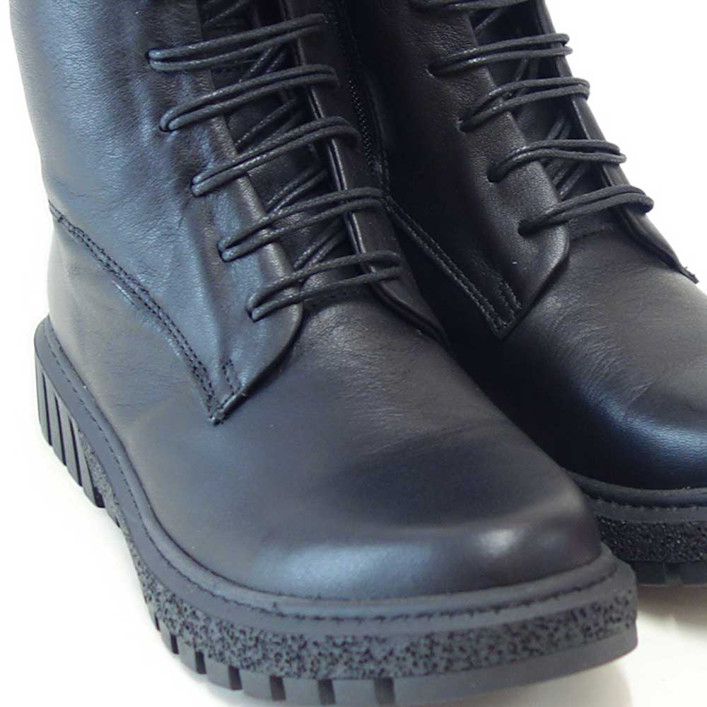 BUENOSHOESブエノZ5208カラー:ブラックスムースレザーサイドジップブーツレースアップショートブーツ厚底軽量「靴」