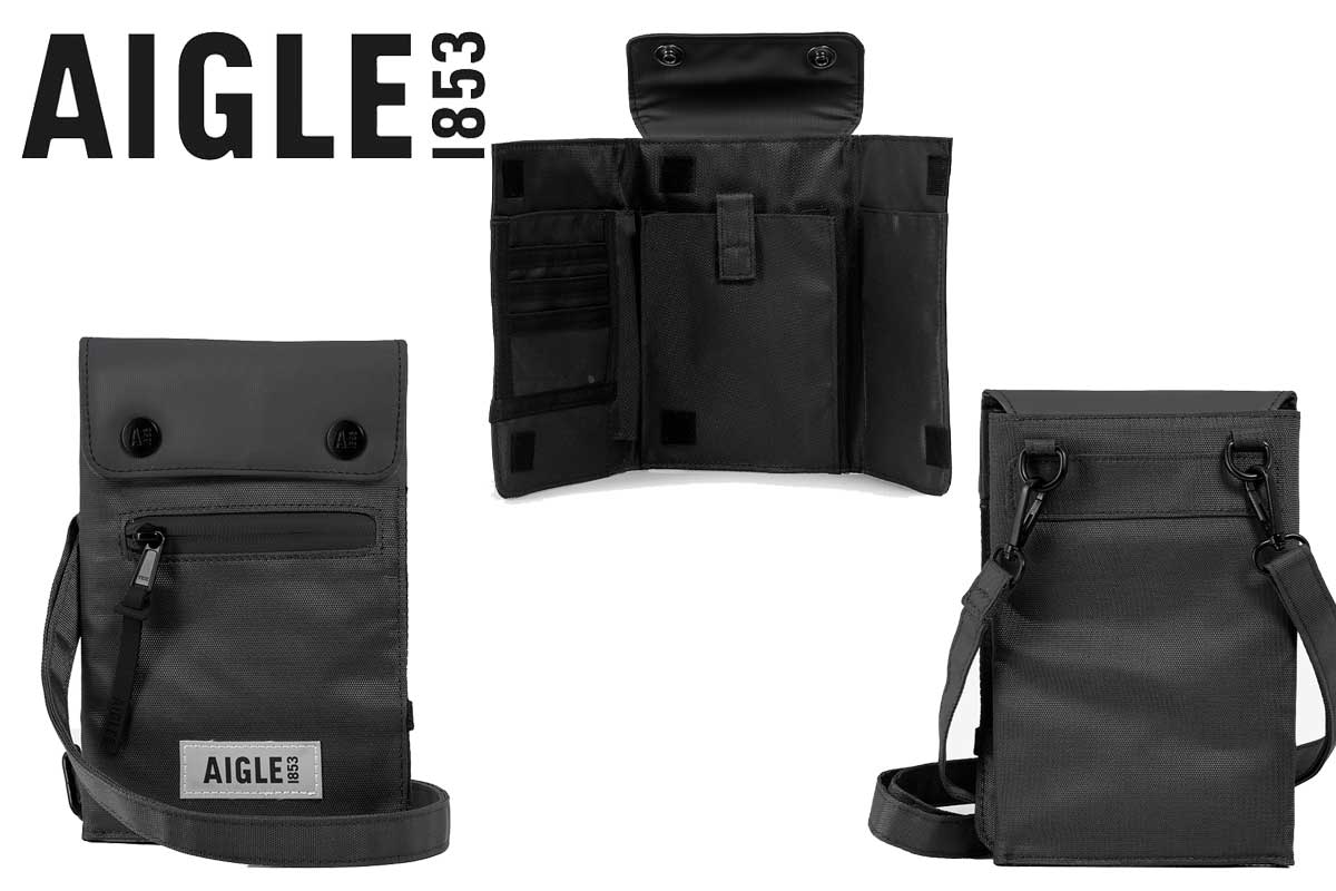 エーグル AIGLE ZNHAK28 003 撥水 クロスボディショルダーポーチ (ブラック)