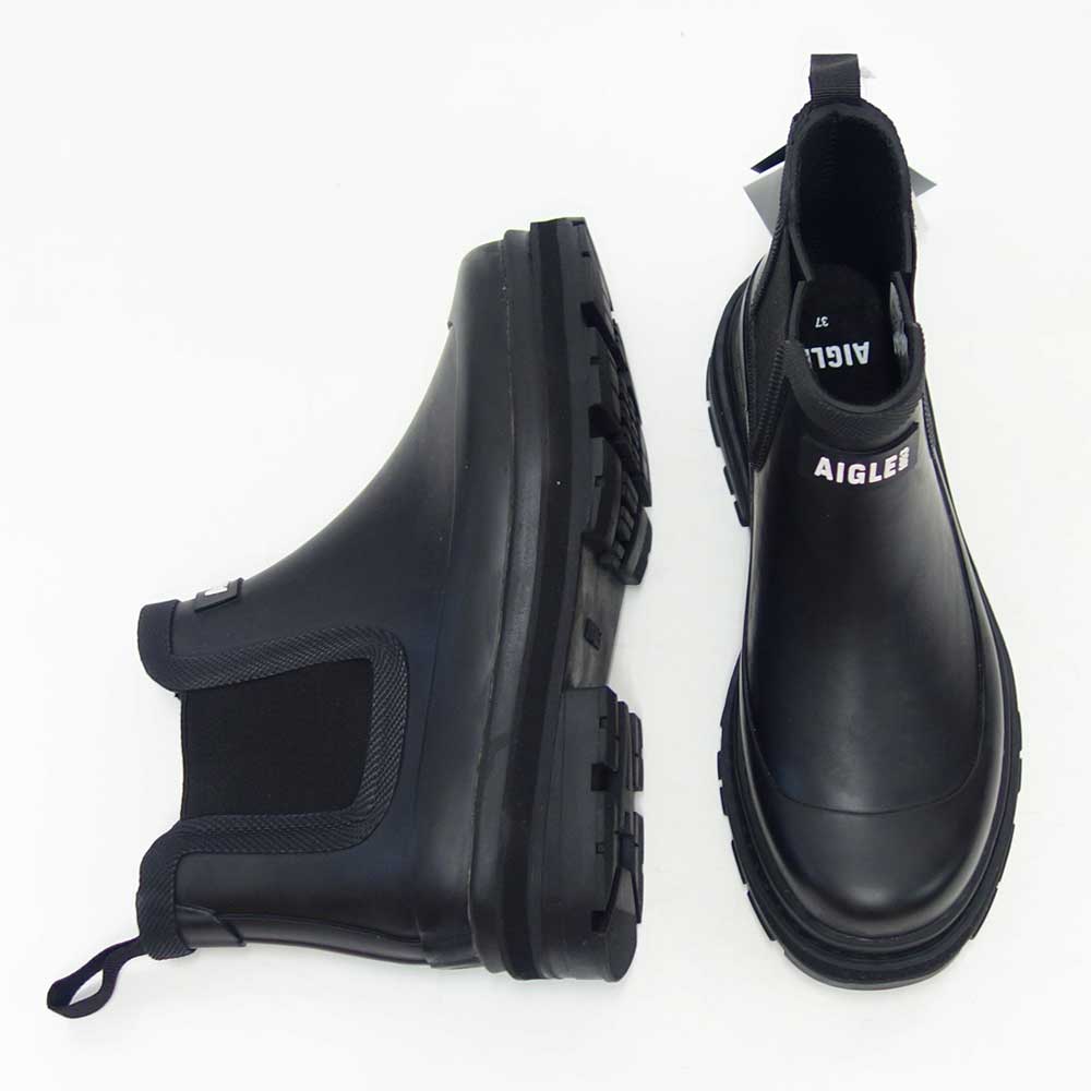 エーグル AIGLE ZZHNB06 004 ブラック(メンズ) MEN'S ソフトレインラバーブーツ 防水ブーツ ラバーソール サイドゴア 「靴」