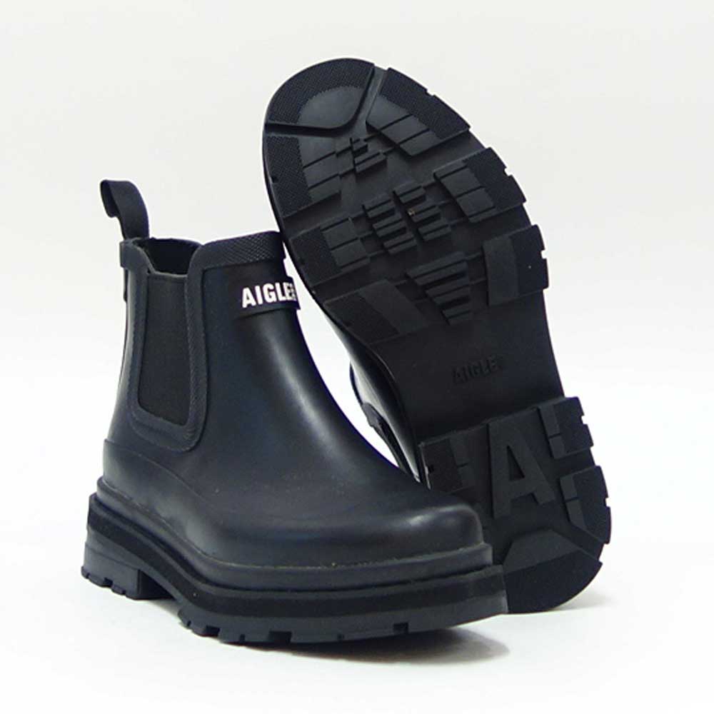 エーグル AIGLE ZZHNB06 004 ブラック(メンズ) MEN'S ソフトレインラバーブーツ 防水ブーツ ラバーソール サイドゴア 「靴」
