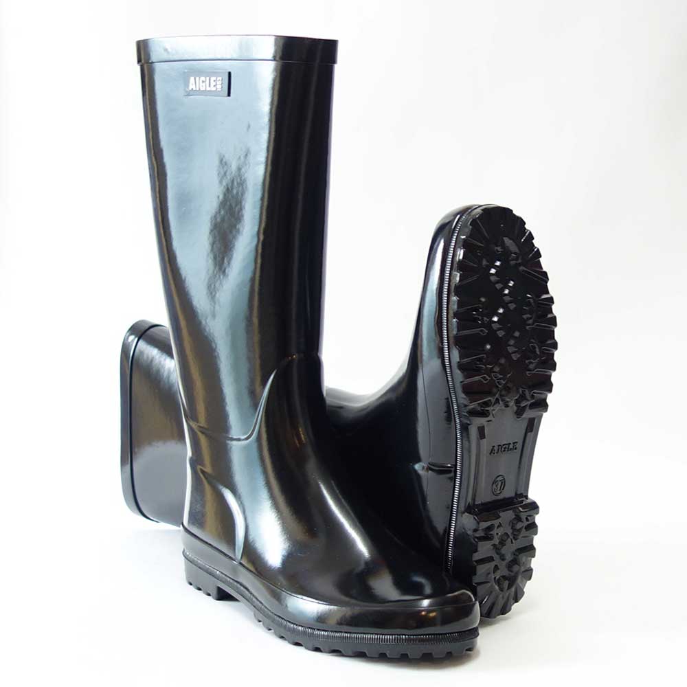 エーグル AIGLE ZZFS056 008 ブラック つやあり(レディース) エリオサ ラバーブーツ  防水ブーツ ラバーソール アウトドア ガーデニング 「靴」