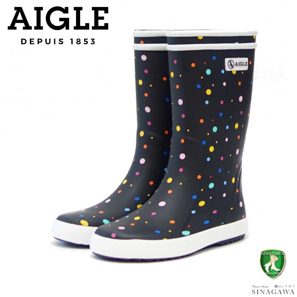 エーグル AIGLE ZZJR119 00V ロリーポップ テーマ ラバーブーツ カラー：ポワ/ムルティコ（キッズ） ハーフ 防水ブーツ ラ –  靴のシナガワ