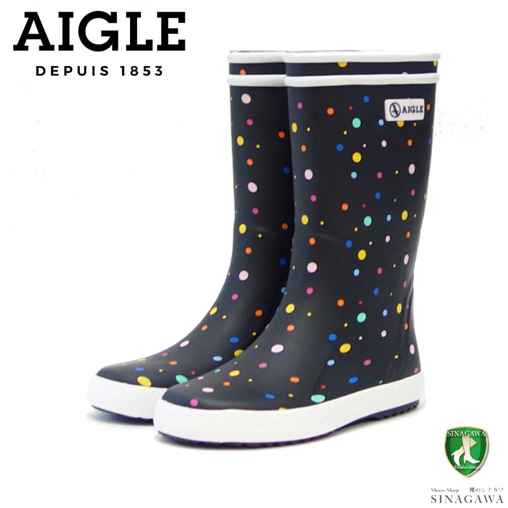 エーグル AIGLE ZZJR119 00V ロリーポップ テーマ ラバーブーツ カラー:ポワ/ムルティコ(キッズ) ハーフ 防水ブーツ ラバーソール レインブーツ 長靴 「靴」