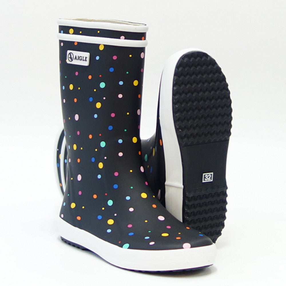 エーグル AIGLE ZZJR119 00V ロリーポップ テーマ ラバーブーツ カラー:ポワ/ムルティコ(キッズ) ハーフ 防水ブーツ ラバーソール レインブーツ 長靴 「靴」