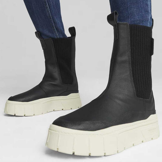 プーマPUMAメイズスタックチェルシーウィンターブーツ39320103ブラック(レディース)厚底サイドゴアブーツ「靴」