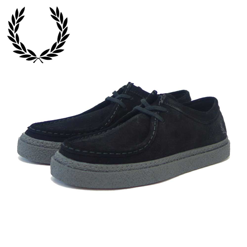 FRED PERRY フレッドペリー B 4350 102(ユニセックス)Dawson Low Suede (ダーソン) カラー:ブラック スエードレザー ローカットスニーカー ポルトガル製 「靴」