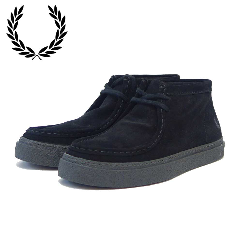 FRED PERRY フレッドペリー B 4351 102(ユニセックス)Dawson Mid Suede (ダーソン) カラー:ブラック スエードレザー ミッドカット ブーツ ポルトガル製 「靴」
