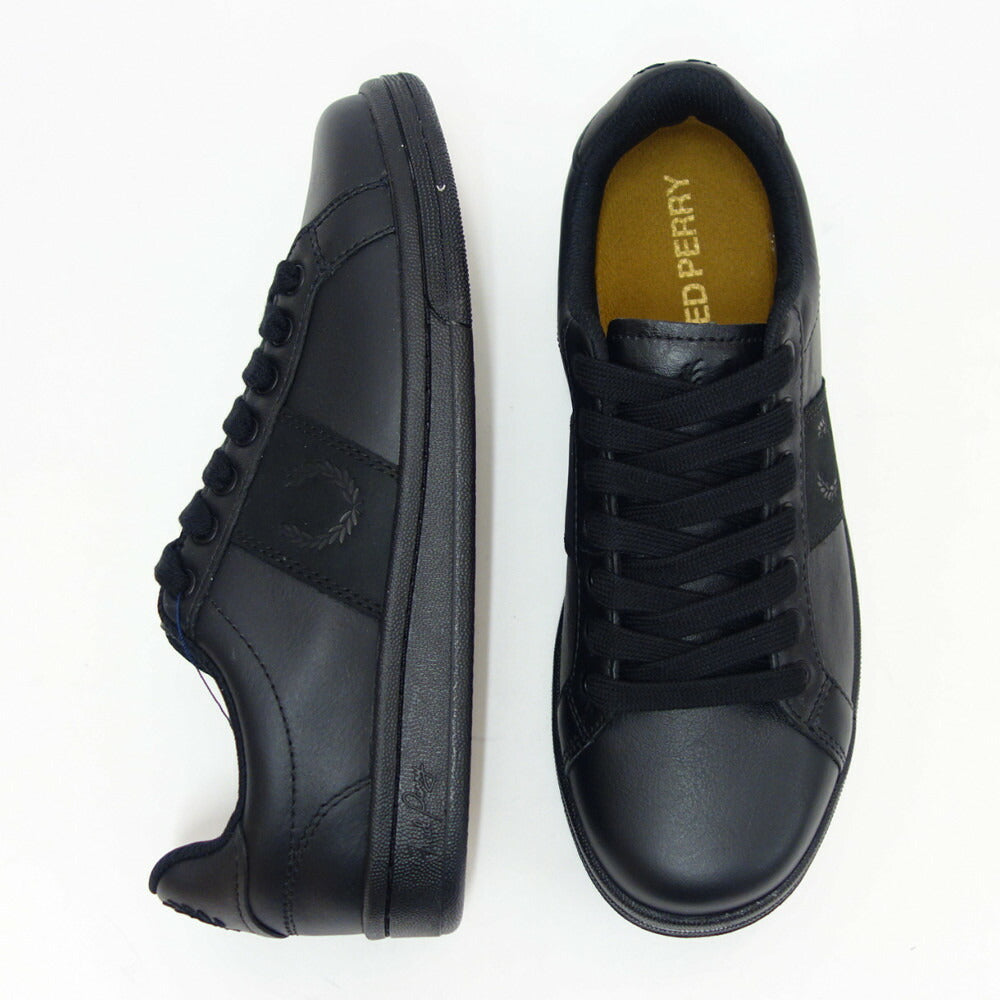 FREDPERRYフレッドペリーB6301102(ユニセックス)B721LEATHERカラー:Black天然皮革のローカットスニーカー「靴」