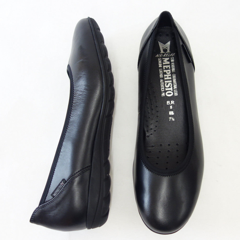 メフィストMEPHISTOEMILIE(エミリー)ブラック天然皮革バレエシューズウォーキングシューズスリッポン(レディース)「靴」正規品快適靴旅行