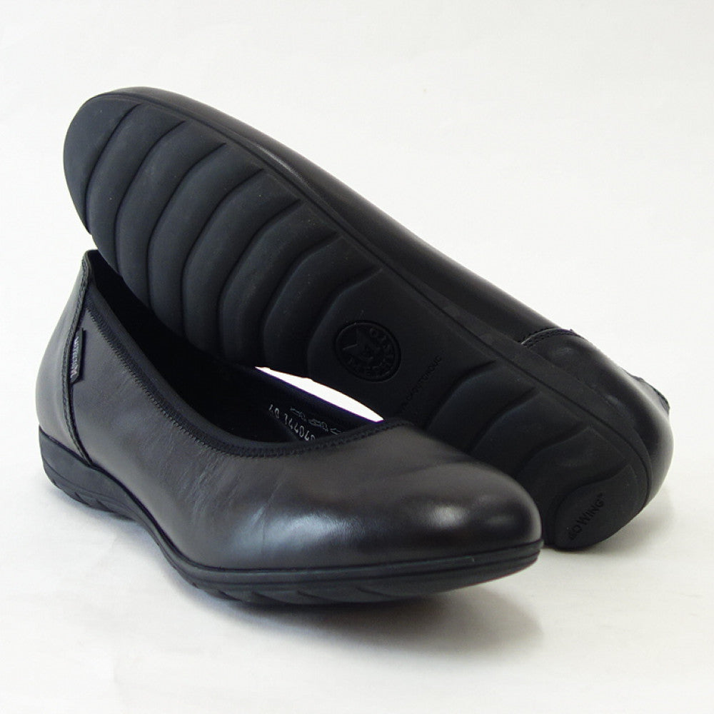 メフィストMEPHISTOEMILIE(エミリー)ブラック天然皮革バレエシューズウォーキングシューズスリッポン(レディース)「靴」正規品快適靴旅行