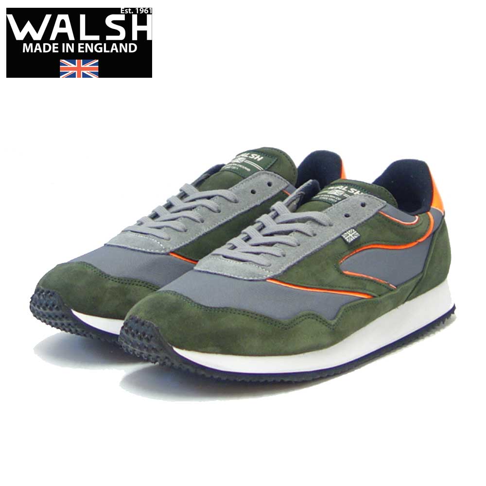 WALSH ウォルシュ ENC 71049(ユニセックス) ENSIGN CLASSIC 2 カラー:GRY/GRN(英国製) スエード&人工繊維&PVCのランニングスニーカー 「靴」