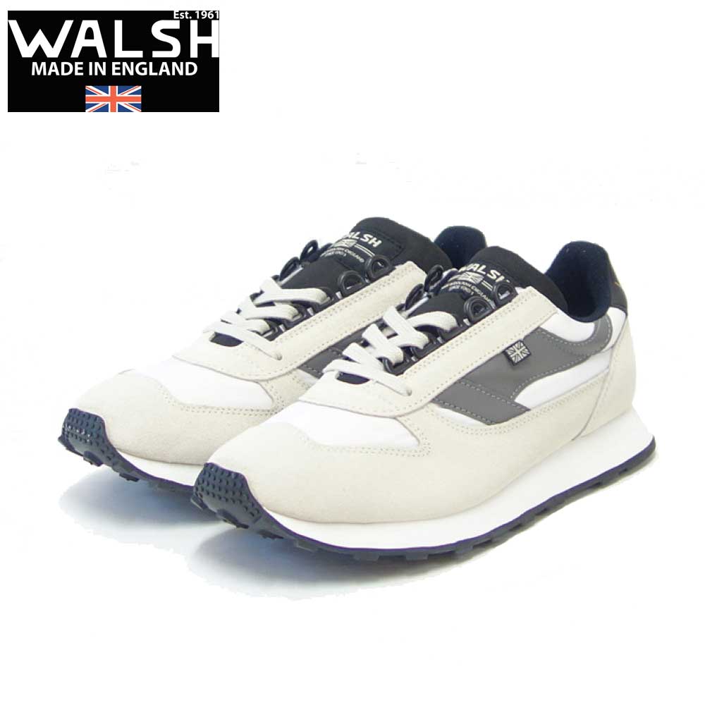 WALSH ウォルシュ EUR 40025(ユニセックス) European カラー:ホワイト/グレー(英国製) ヌバック&人工繊維&PVCのランニングスニーカー 「靴」
