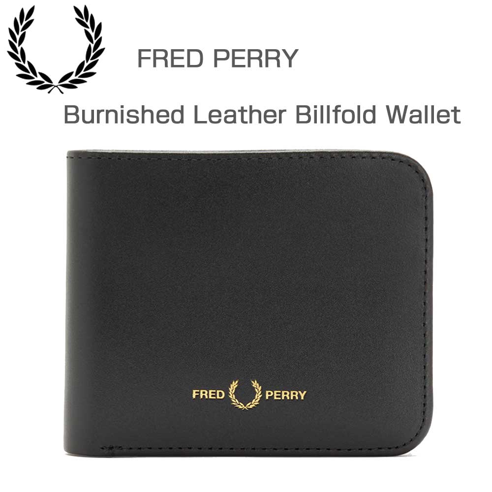 FREDPERRYフレッドペリーBurnishedLeatherBillfoldWalletL5322102(ブラック)天然皮革レザー財布二つ折りウォレットカードケース