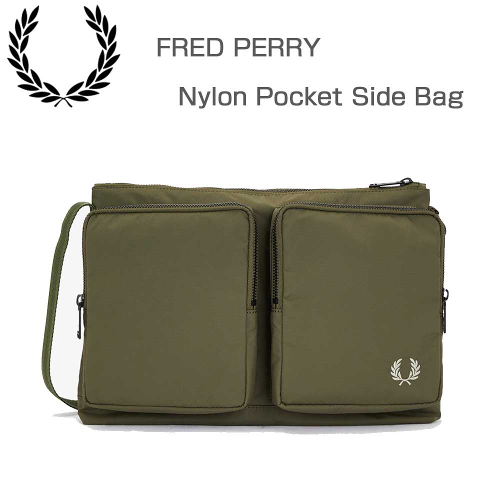 FREDPERRYフレッドペリーNylonPocketSideBagL7270v71(UNIFORMGREEN/WARMGREY)ショルダーバッグボディバックサイドバッグ