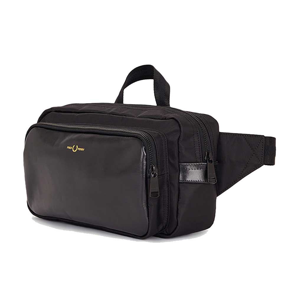 FREDPERRYフレッドペリーNylonTwillLeatherXbodyBagL7280774(BLACK/GOLD)クロスバッグボディバックウェストバッグ