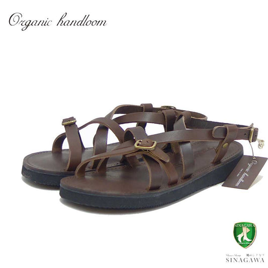 オーガニックハンドルーム Organic Handloom GAYA 001208 ダークブラウン  フラットサンダル  日本製 天然皮革「靴」