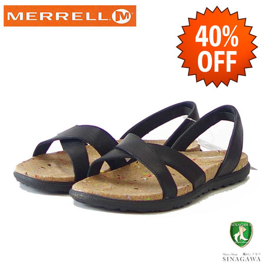 【SALE 40%OFF】 MERRELL メレル ナパ バレー スリング （レディース） 002852 ブラック（DARK MALBEC）  バックストラップサンダル レザー サンダル コルクフットベッド「靴」