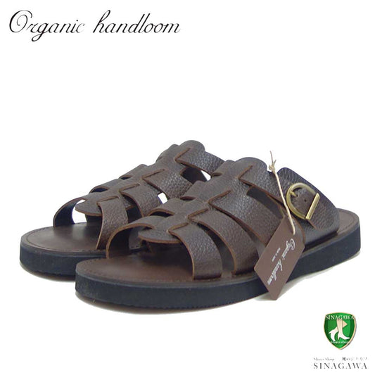 オーガニックハンドルーム Organic Handloom MONTEREAU 008310 シュリンクダークブラウン  スライドサンダル グルカサンダル  日本製 天然皮革「靴」