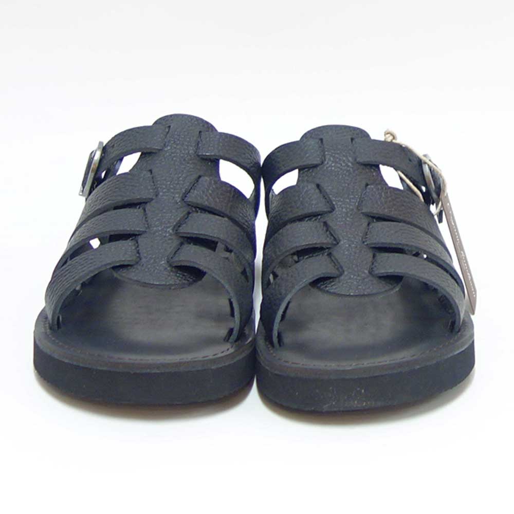 オーガニックハンドルーム Organic Handloom MONTEREAU 008311 シュリンクブラック  スライドサンダル グルカサンダル  日本製 天然皮革「靴」