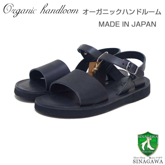 オーガニックハンドルームOrganicHandloomGIEN015009ブラックストラップサンダルフラット日本製天然皮革「靴」