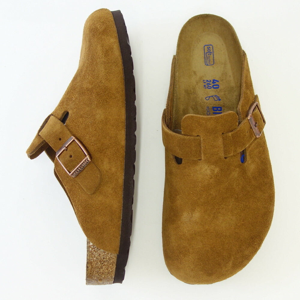 ビルケンシュトック BIRKENSTOCK Boston SFB（ボストン） ソフトフットベッド レディース 幅狭（ナローフィット） 1009543（スエードレザー／ミンク） サボ クロッグ ドイツ製快適サンダル 「靴」