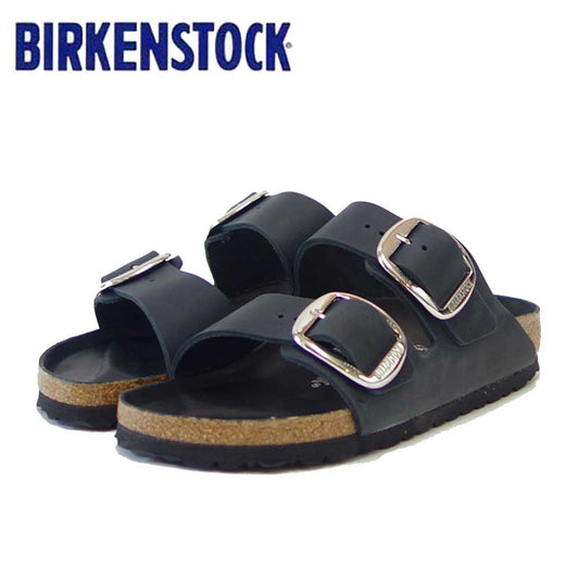 BIRKENSTOCK ビルケンシュトック Arizona Big Buckle（アリゾナ ビッグバックル）オイルドレザー ブラック 1011075（ナローフィット 幅狭） ドイツ製 コンフォートサンダル 天然皮革「靴」