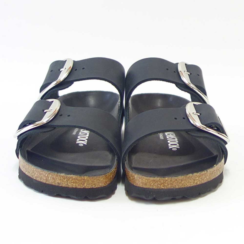 BIRKENSTOCK ビルケンシュトック Arizona Big Buckle（アリゾナ ビッグバックル）オイルドレザー ブラック 1011075（ナローフィット 幅狭） ドイツ製 コンフォートサンダル 天然皮革「靴」