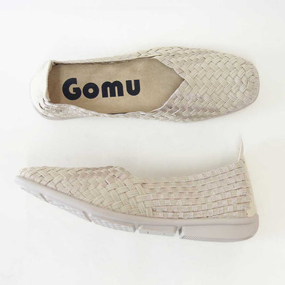 Gomu56ゴムゴム101Sベージュ（レディース）ゴムメッシュスリッポンフラットシューズオフィス履き外反母趾水洗いOK「靴」