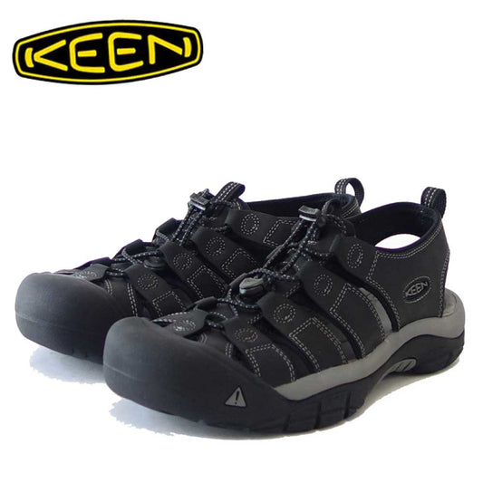 キーン KEEN Newport ニューポート 1022247（メンズ）カラー：Black/Steel Grey 天然皮革 レザー スポーツサンダル 防水ヌバック 創業モデル「靴」