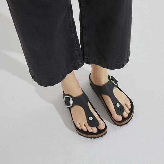 BIRKENSTOCKビルケンシュトックGizehBigBuckle（ギゼビッグバックル）ブラック1023334（レギュラーフィット幅広）天然皮革オイルドレザーレディースサンダルトングミュールクロッグコンフォートドイツ製「正規品」「靴」