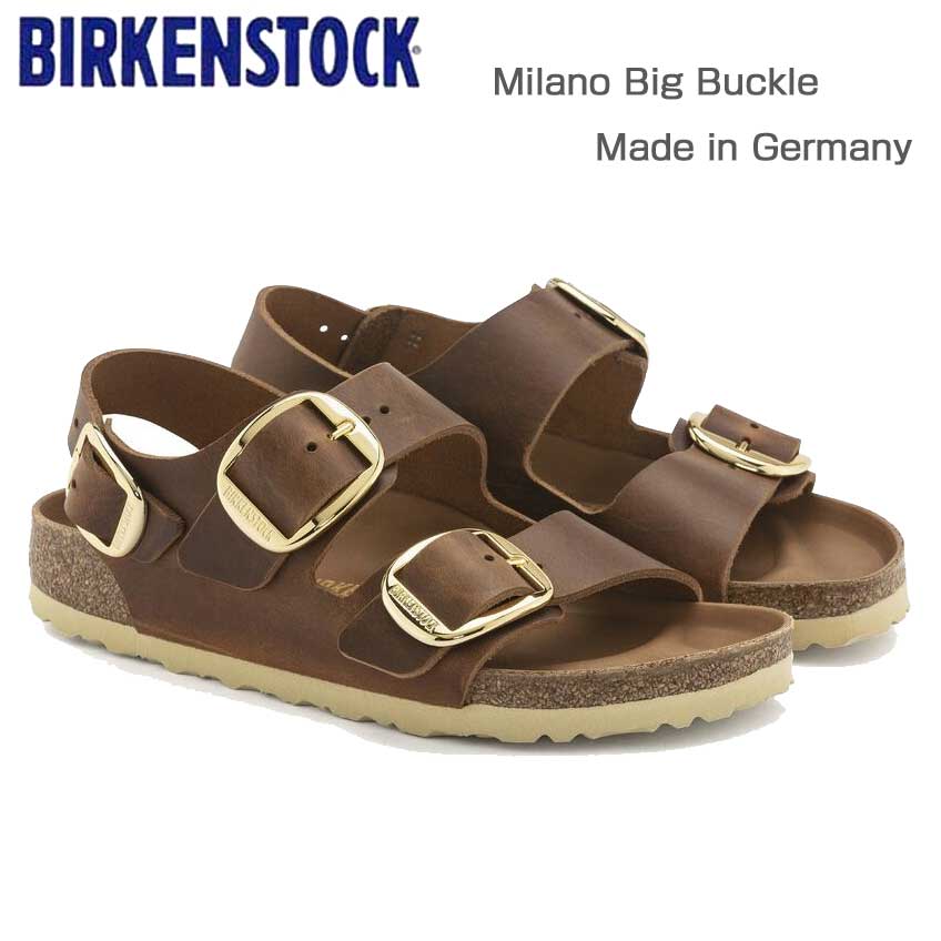 BIRKENSTOCKビルケンシュトックMilanoBigBuckle（ミラノ）オイルドレザーコニャック1024067（ナローフィット幅狭）レディースサンダル「靴」
