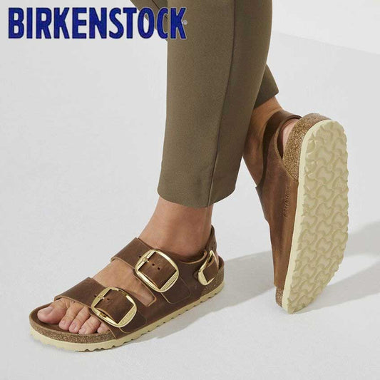 BIRKENSTOCKビルケンシュトックMilanoBigBuckle（ミラノ）オイルドレザーコニャック1024067（ナローフィット幅狭）レディースサンダル「靴」