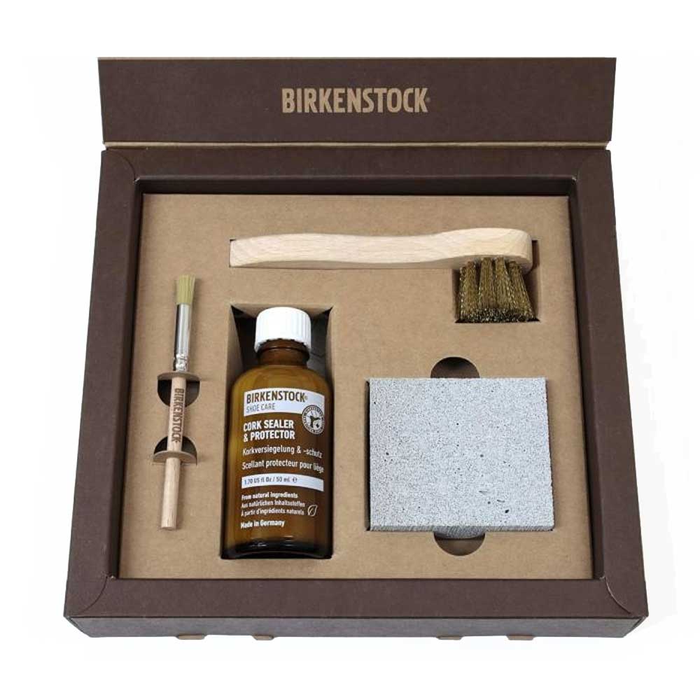 BIRKENSTOCKビルケンシュトックフットベッドケアセット（4点）1027810コルクシーラー（液体刷毛が付属）＆スエードブラシ＆ドライクリーナー（ドイツ製）