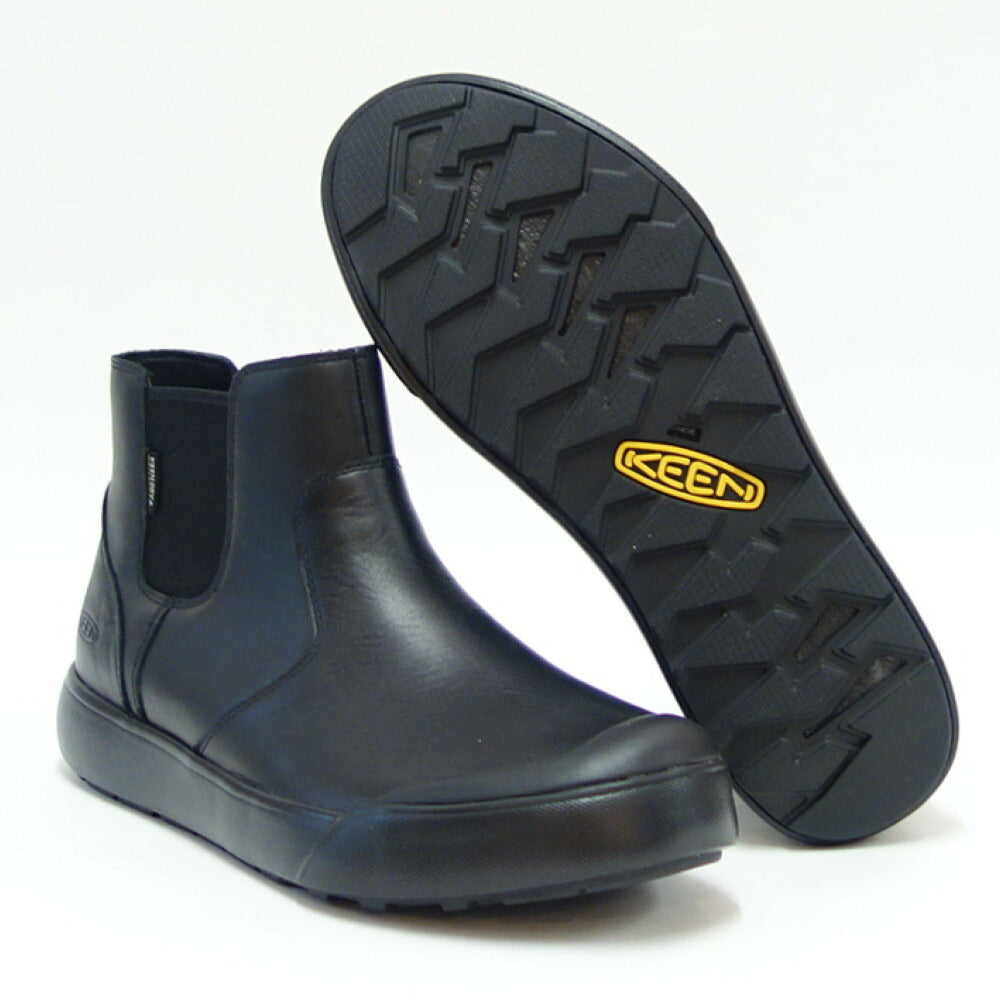 KEEN キーン エレナ チェルシー ウォータープルーフ 1027864 ：ブラック／ブラック（ウィメンズ）天然皮革 アンクルブーツ 防水ブーツ 「靴」