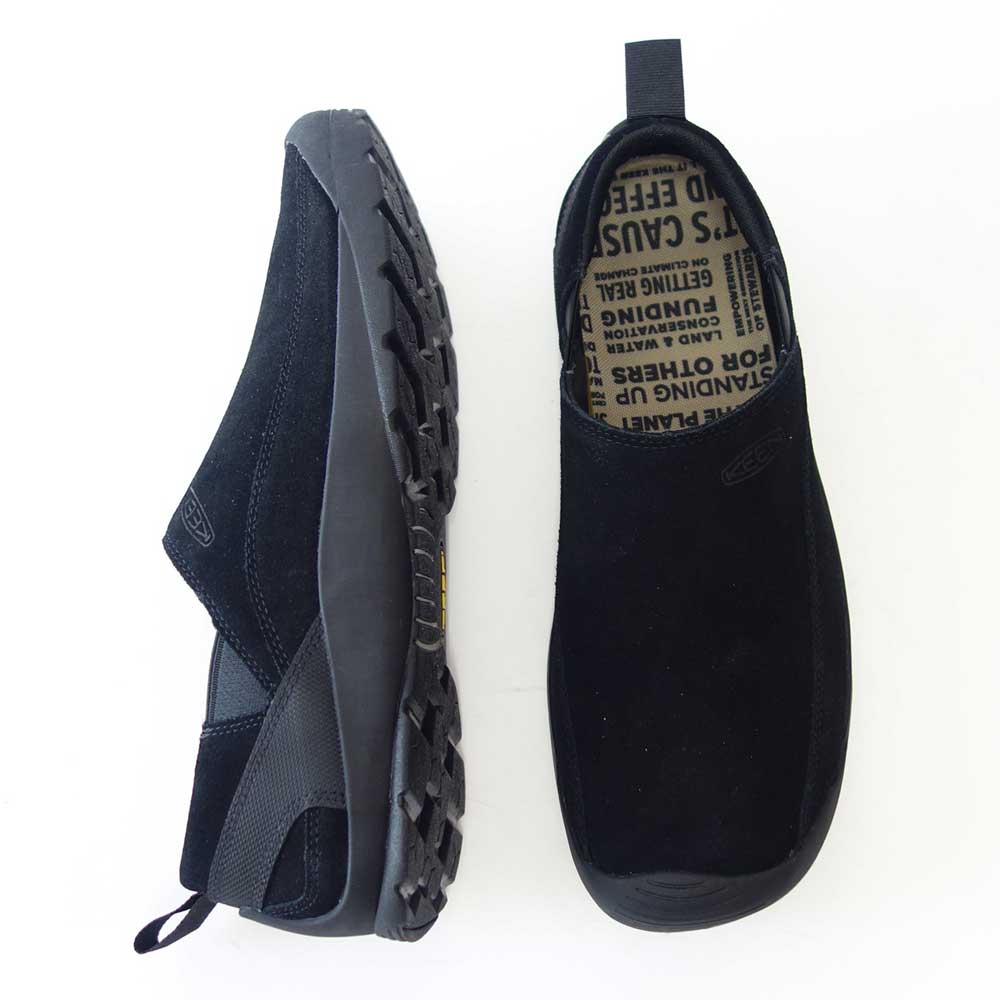 KEEN キーン JASPER SLIP-ON ジャスパー スリップオン スニーカー  1027881（メンズ）カラー：Black/Black アウトドアスニーカー ウォーキングシューズ  天然皮革　本革 スエード「靴」