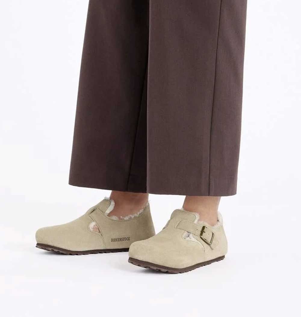 ビルケンシュトックBIRKENSTOCKLONDONShearling（ロンドンシアリング）1028470レディース（スエードレザー／トープ）ナロー幅スリッポンコンフォートシューズ「靴」