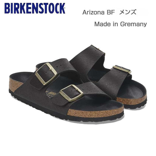 BIRKENSTOCKビルケンシュトックARIZONA（アリゾナ）サフィアーノブラック1029282（レギュラーフィット幅広）メンズサンダルビルコフロールエンボス加工「靴」
