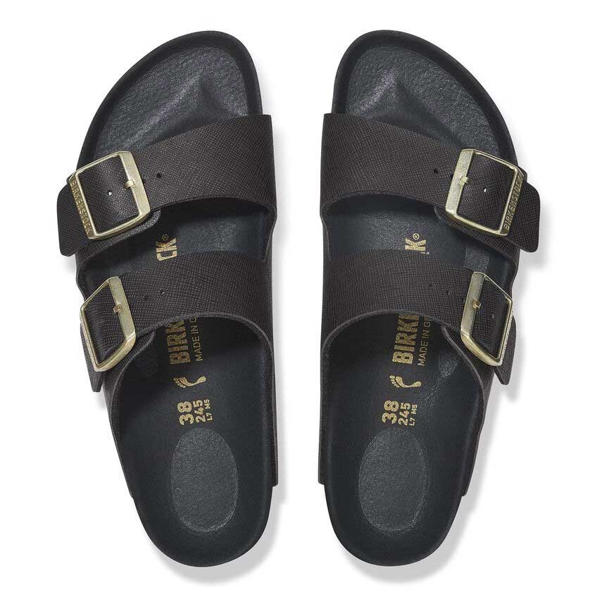 BIRKENSTOCKビルケンシュトックARIZONA（アリゾナ）サフィアーノブラック1029493（ナローフィット幅狭）レディースサンダルビルコフロールエンボス加工「靴」