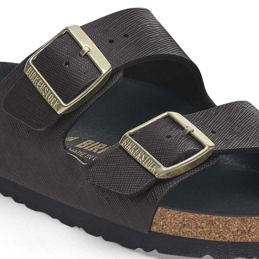 BIRKENSTOCKビルケンシュトックARIZONA（アリゾナ）サフィアーノブラック1029282（レギュラーフィット幅広）メンズサンダルビルコフロールエンボス加工「靴」