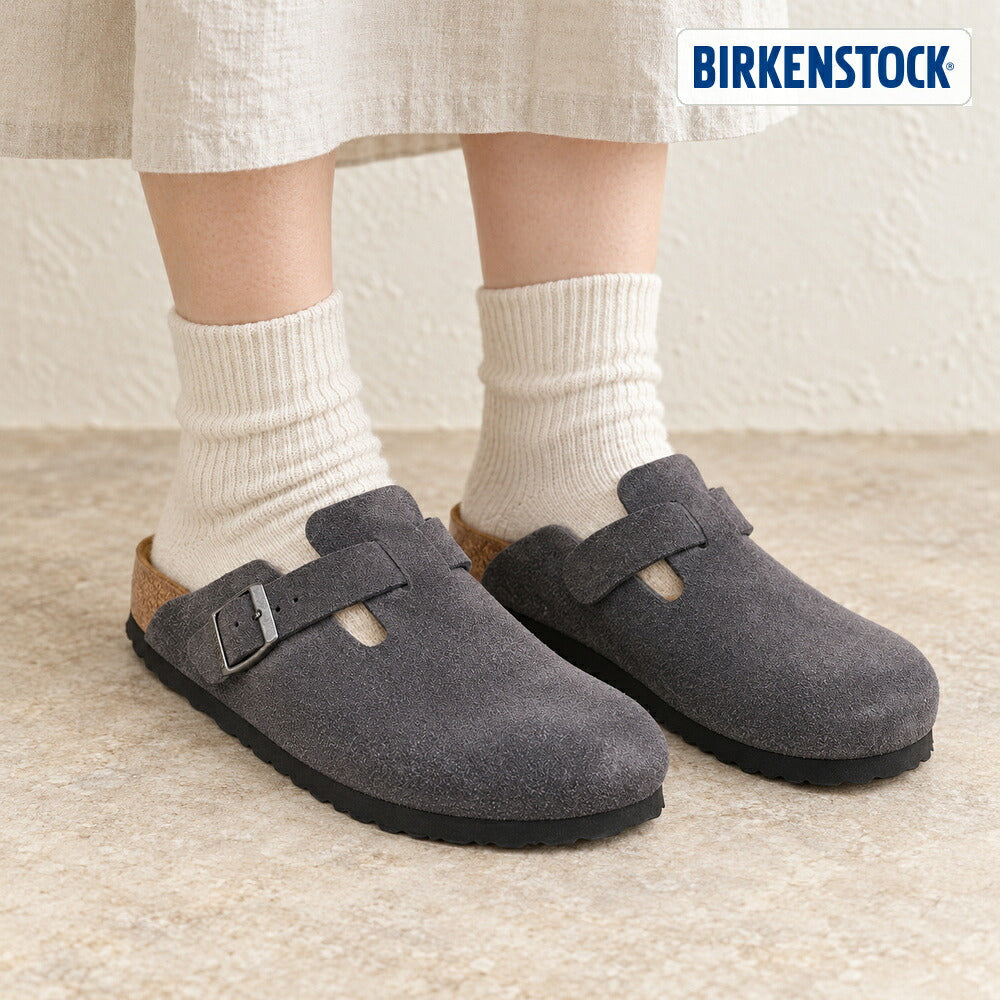 ビルケンシュトックBIRKENSTOCKBoston（ボストン）レディース幅狭（ナローフィット）1031678（スエードレザー／チャコール）サボクロッグドイツ製快適サンダル「靴」