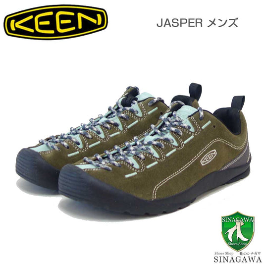 KEENキーンJASPERジャスパー1031708（メンズ）カラー：DarkOlive/Cabbageアウトドアスニーカーウォーキングシューズ天然皮革本革スエード「靴」