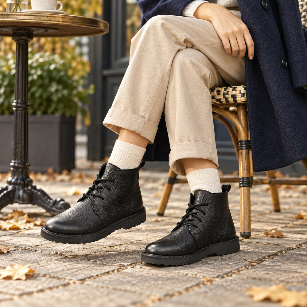 ビルケンシュトックBIRKENSTOCKUppsalaMid（アップサラミッド）レディース（幅狭）1032786（ナチュラルレザー／ブラック）ショートブーツコンフォートフラットシューズ「靴」